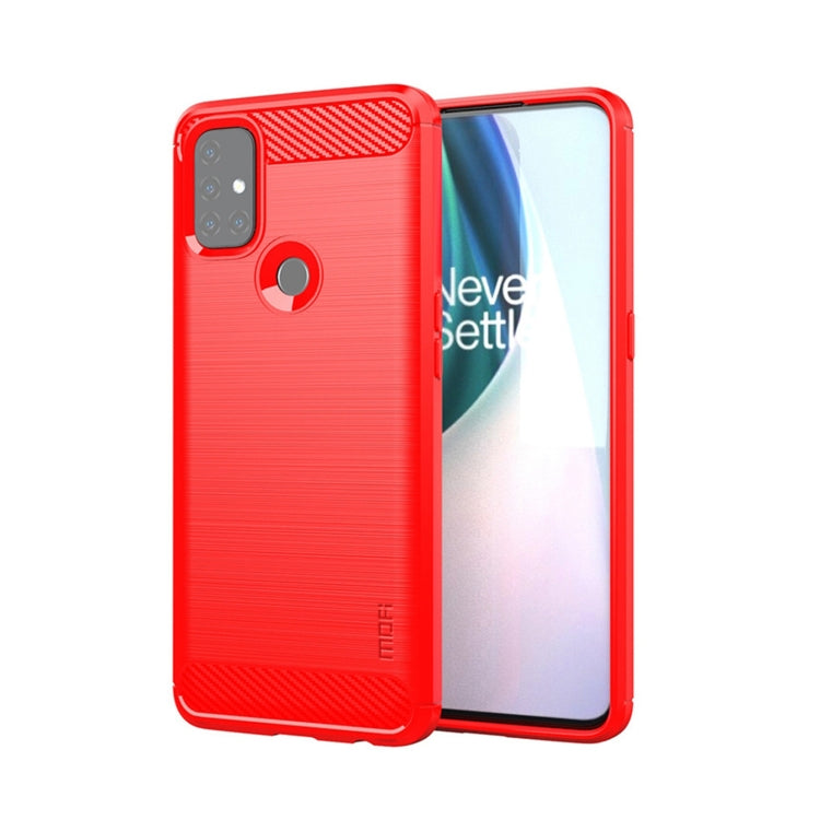 For OnePlus Nord N10 5G MOFI Gentleness Series Brushed Texture Carbon Fiber Soft TPU Case(Red) - OnePlus Cases by MOFI | Online Shopping South Africa | PMC TechLife | Buy Now Pay Later Mobicred