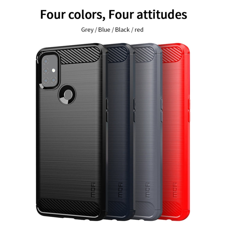 For OnePlus Nord N10 5G MOFI Gentleness Series Brushed Texture Carbon Fiber Soft TPU Case(Red) - OnePlus Cases by MOFI | Online Shopping South Africa | PMC TechLife | Buy Now Pay Later Mobicred