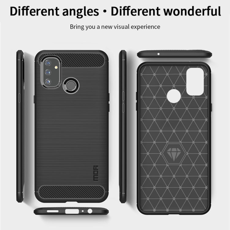 For OnePlus Nord N100 MOFI Gentleness Series Brushed Texture Carbon Fiber Soft TPU Case(Black)