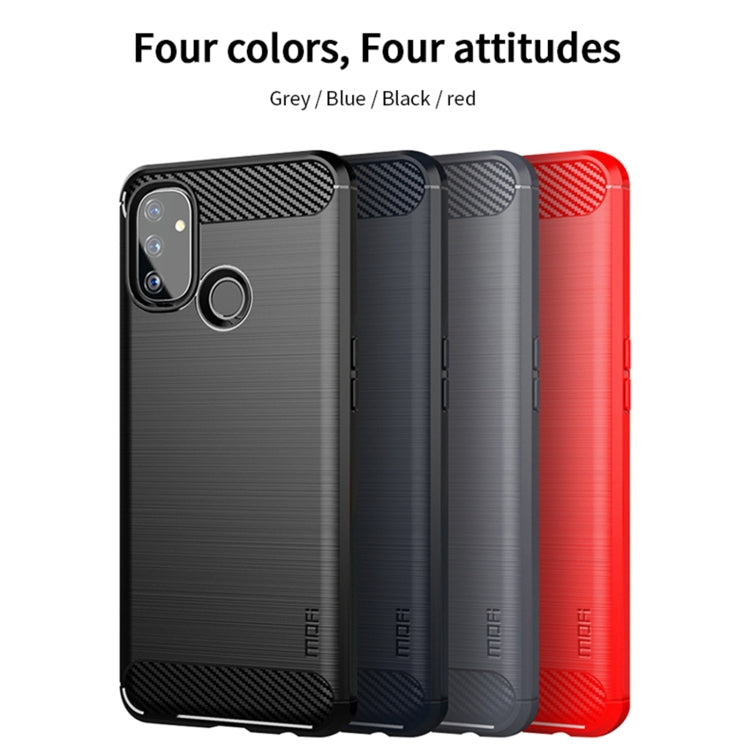 For OnePlus Nord N100 MOFI Gentleness Series Brushed Texture Carbon Fiber Soft TPU Case(Black)