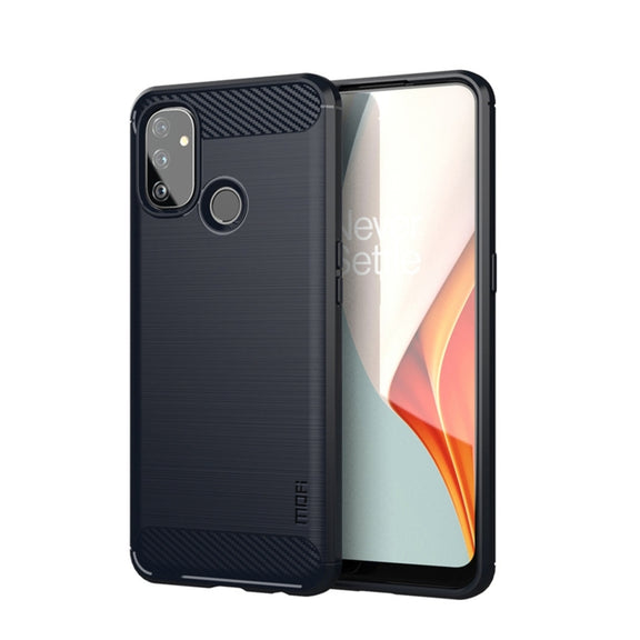For OnePlus Nord N100 MOFI Gentleness Series Brushed Texture Carbon Fiber Soft TPU Case(Blue)