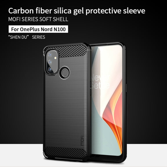 For OnePlus Nord N100 MOFI Gentleness Series Brushed Texture Carbon Fiber Soft TPU Case(Grey)