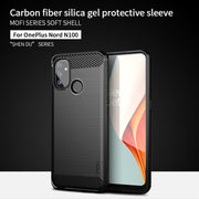 For OnePlus Nord N100 MOFI Gentleness Series Brushed Texture Carbon Fiber Soft TPU Case(Red)