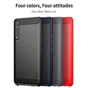 For LG Stylo 7 4G MOFI Gentleness Series Brushed Texture Carbon Fiber Soft TPU Case(Red)
