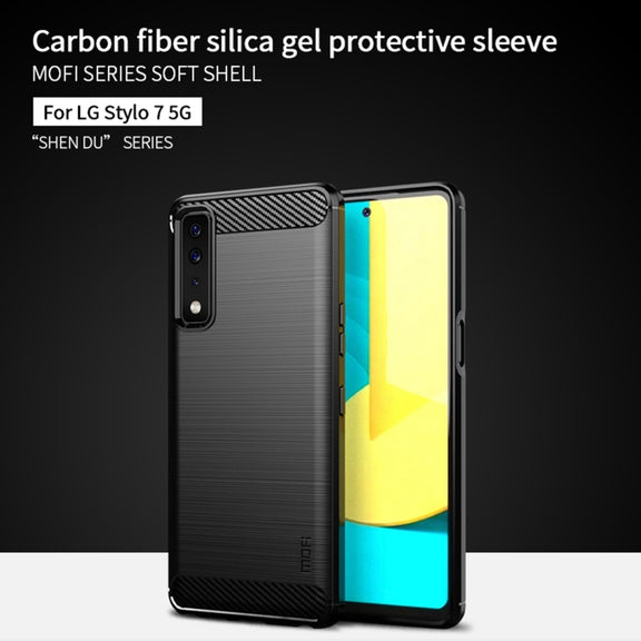 For LG Stylo 7 5G MOFI Gentleness Series Brushed Texture Carbon Fiber Soft TPU Case(Blue)