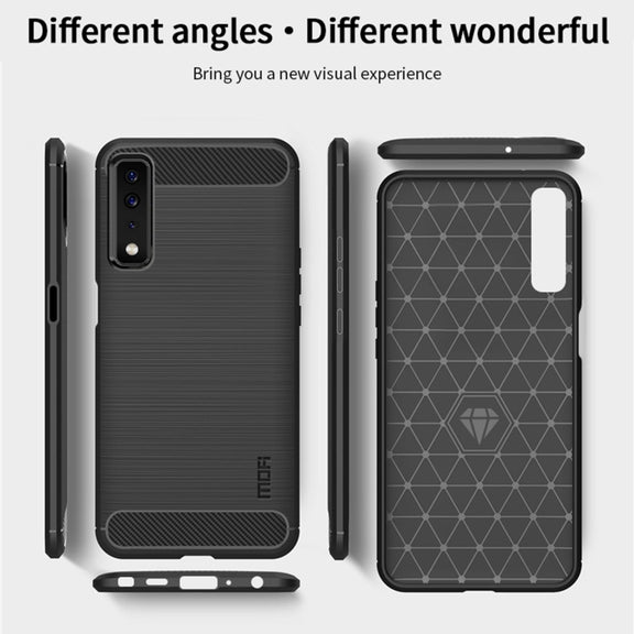 For LG Stylo 7 5G MOFI Gentleness Series Brushed Texture Carbon Fiber Soft TPU Case(Red)