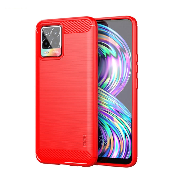 For OPPO Realme 8 / 8 Pro MOFI Gentleness Series Brushed Texture Carbon Fiber Soft TPU Case(Red) - free shipping - PMC TechLife - Order now!