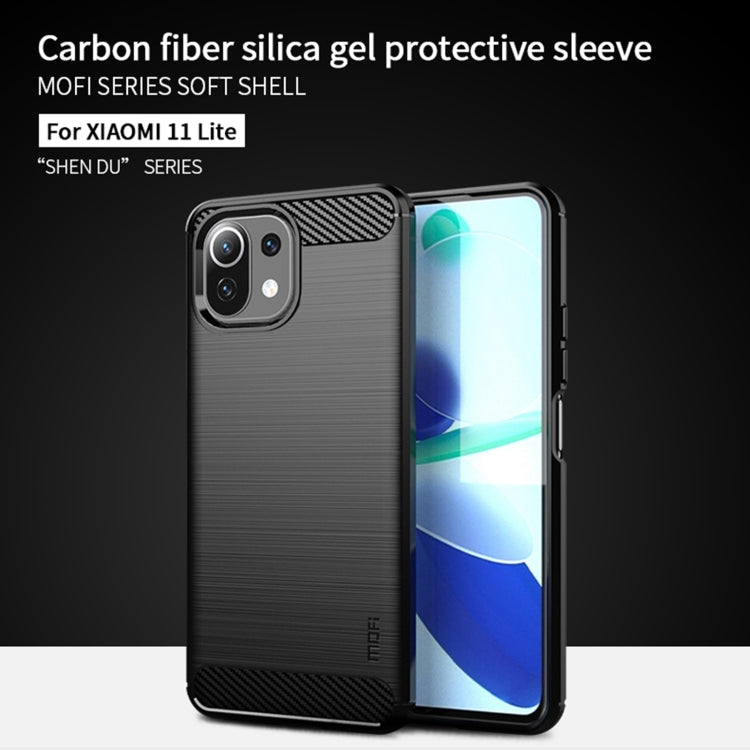 For Xiaomi Mi 11 Lite MOFI Gentleness Series Brushed Texture Carbon Fiber Soft TPU Case(Red) - Xiaomi Cases by MOFI | Online Shopping South Africa | PMC TechLife | Buy Now Pay Later Mobicred