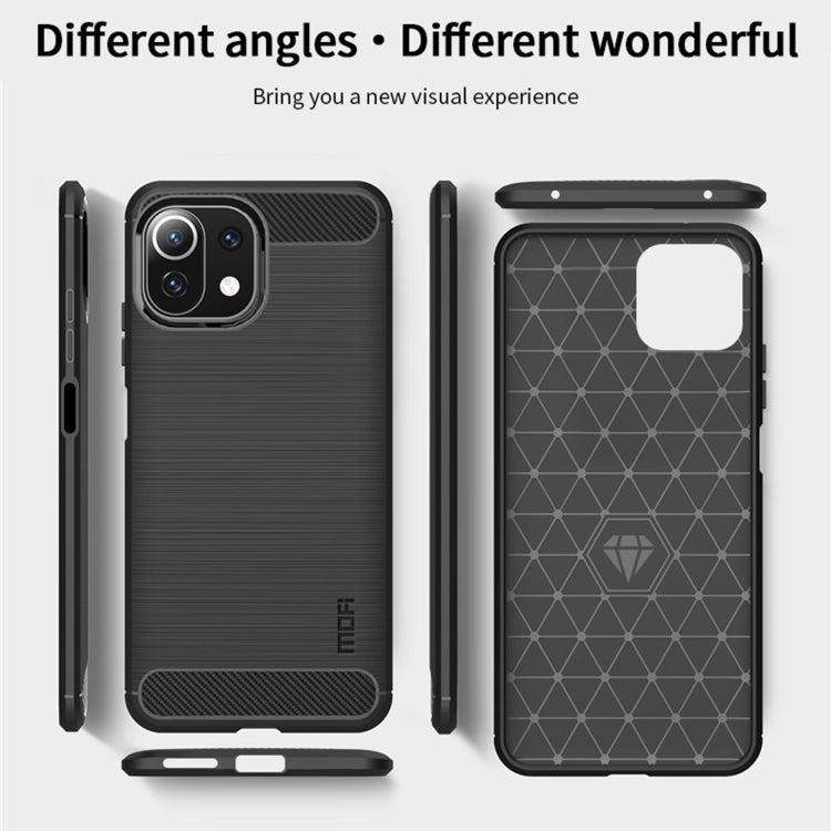 For Xiaomi Mi 11 Lite MOFI Gentleness Series Brushed Texture Carbon Fiber Soft TPU Case(Red) - Xiaomi Cases by MOFI | Online Shopping South Africa | PMC TechLife | Buy Now Pay Later Mobicred