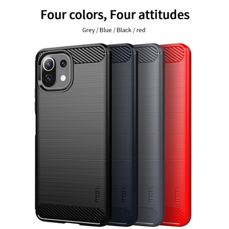 For Xiaomi Mi 11 Lite MOFI Gentleness Series Brushed Texture Carbon Fiber Soft TPU Case(Red) - Xiaomi Cases by MOFI | Online Shopping South Africa | PMC TechLife | Buy Now Pay Later Mobicred