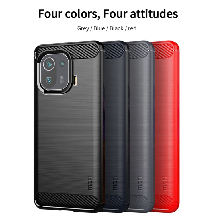 For Xiaomi Mi 11 Pro MOFI Gentleness Series Brushed Texture Carbon Fiber Soft TPU Case(Red)