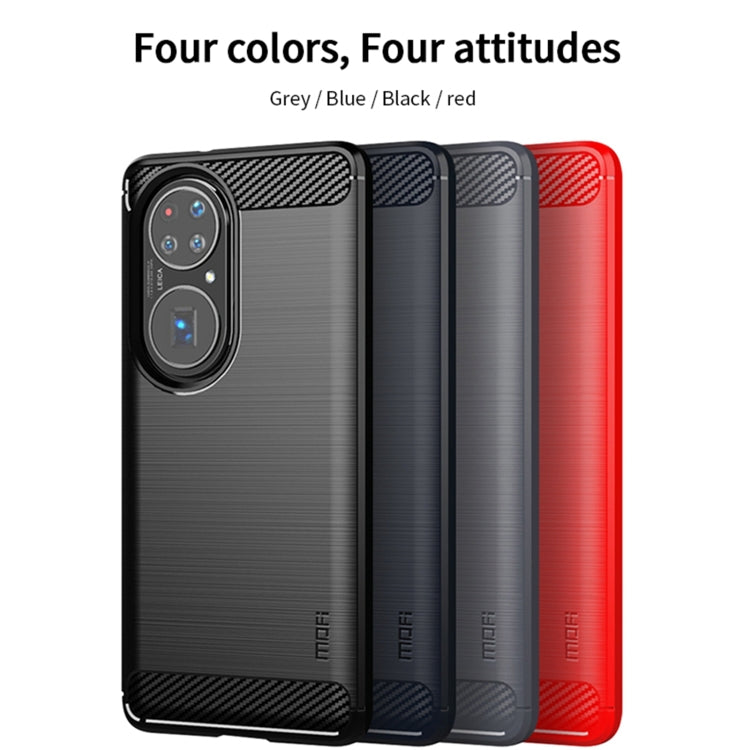 For Huawei P50 Pro MOFI Gentleness Series Brushed Texture Carbon Fiber Soft TPU Case(Blue) - Huawei Cases by MOFI | Online Shopping South Africa | PMC TechLife | Buy Now Pay Later Mobicred