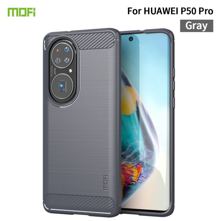 For Huawei P50 Pro MOFI Gentleness Series Brushed Texture Carbon Fiber Soft TPU Case(Gray) - Huawei Cases by MOFI | Online Shopping South Africa | PMC TechLife | Buy Now Pay Later Mobicred