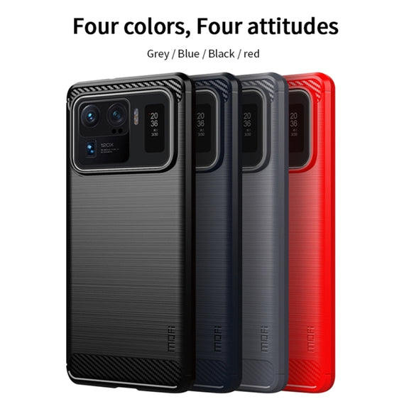 For Xiaomi Mi 11 Ultra MOFI Gentleness Series Brushed Texture Carbon Fiber Soft TPU Case(Gray)