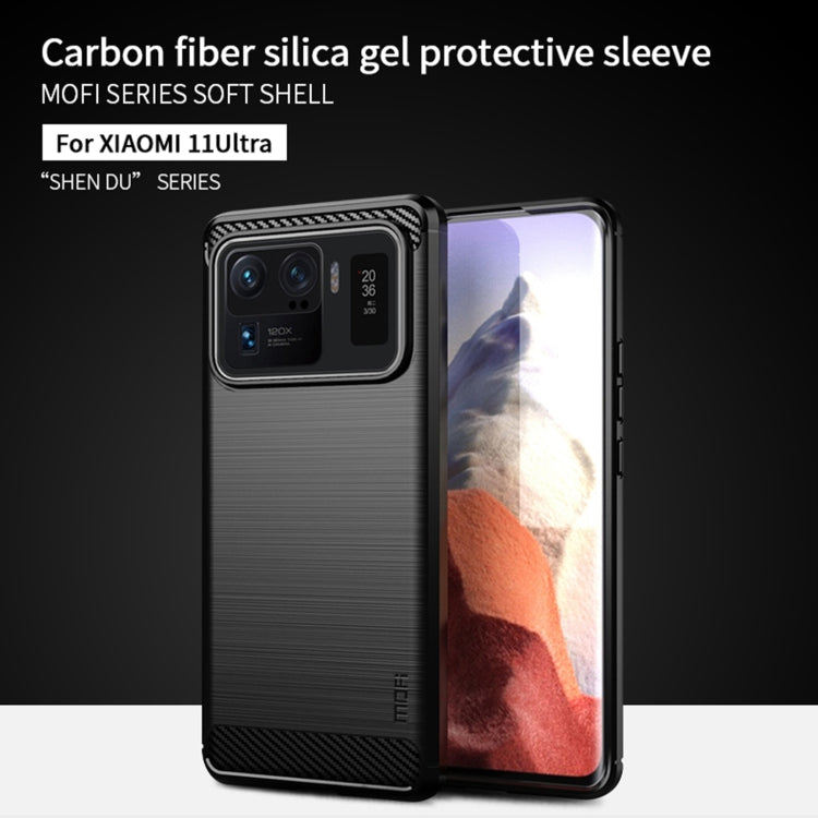 For Xiaomi Mi 11 Ultra MOFI Gentleness Series Brushed Texture Carbon Fiber Soft TPU Case(Red)