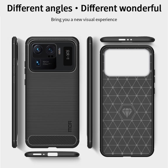 For Xiaomi Mi 11 Ultra MOFI Gentleness Series Brushed Texture Carbon Fiber Soft TPU Case(Red)