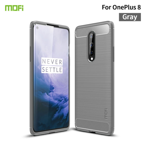 For OnePlus 8 MOFI Gentleness Series Brushed Texture Carbon Fiber Soft TPU Case(Gray)