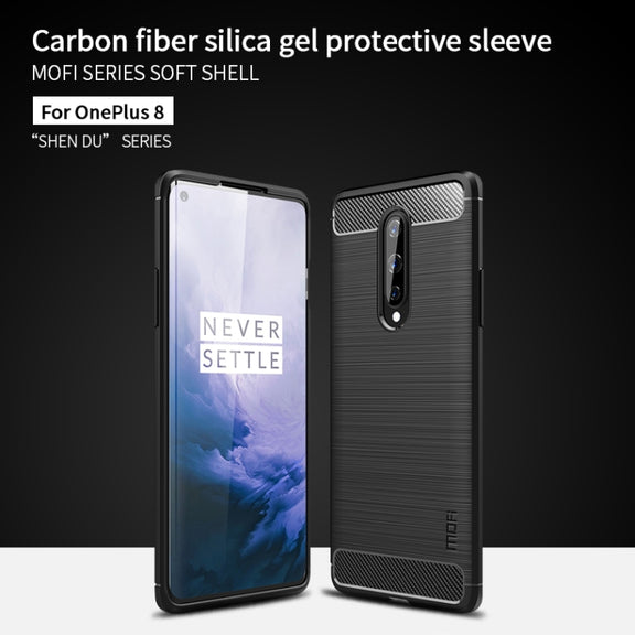 For OnePlus 8 MOFI Gentleness Series Brushed Texture Carbon Fiber Soft TPU Case(Red)