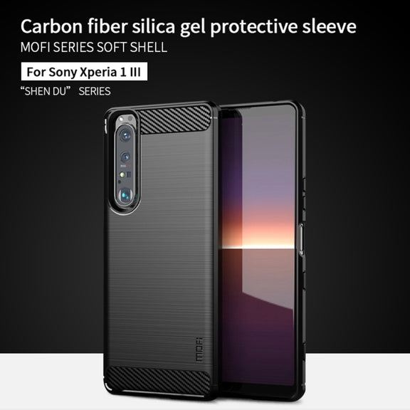 For Sony Xperia 1 lll MOFI Gentleness Series Brushed Texture Carbon Fiber Soft TPU Case(Black)