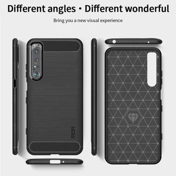 For Sony Xperia 1 lll MOFI Gentleness Series Brushed Texture Carbon Fiber Soft TPU Case(Black)