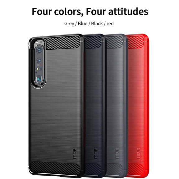 For Sony Xperia 1 lll MOFI Gentleness Series Brushed Texture Carbon Fiber Soft TPU Case(Blue)