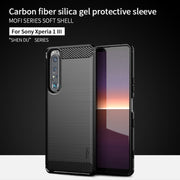 For Sony Xperia 1 lll MOFI Gentleness Series Brushed Texture Carbon Fiber Soft TPU Case(Red)