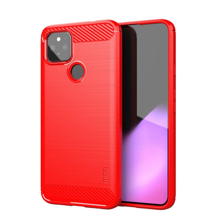 For Google Pixel 5a 5G MOFI Gentleness Series Brushed Texture Carbon Fiber Soft TPU Case(Red) - Google Cases by MOFI | Online Shopping South Africa | PMC TechLife | Buy Now Pay Later Mobicred
