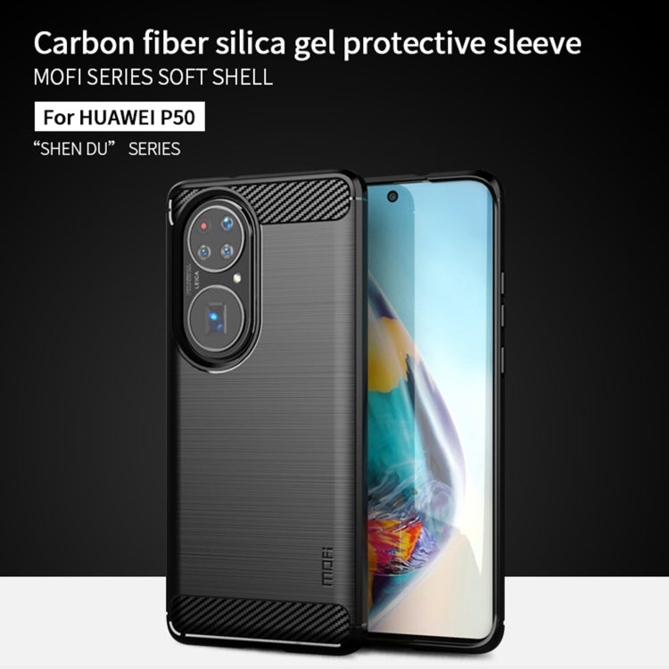 For Huawei P50 MOFI Gentleness Series Brushed Texture Carbon Fiber Soft TPU Case(Black) - Huawei Cases by MOFI | Online Shopping South Africa | PMC TechLife | Buy Now Pay Later Mobicred