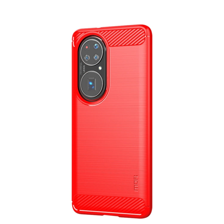 For Huawei P50 MOFI Gentleness Series Brushed Texture Carbon Fiber Soft TPU Case(Red) - Huawei Cases by MOFI | Online Shopping South Africa | PMC TechLife | Buy Now Pay Later Mobicred