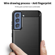 For Samsung Galaxy S21 FE MOFI Gentleness Series Brushed Texture Carbon Fiber Soft TPU Case(Gray)