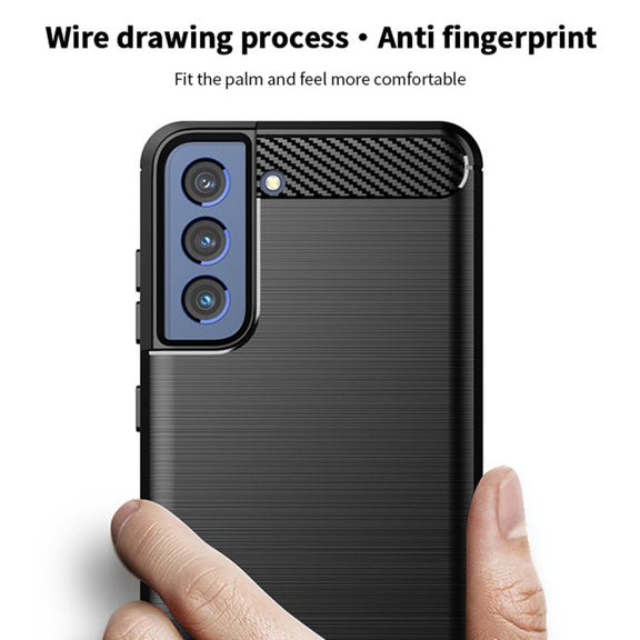 For Samsung Galaxy S21 FE MOFI Gentleness Series Brushed Texture Carbon Fiber Soft TPU Case(Gray)