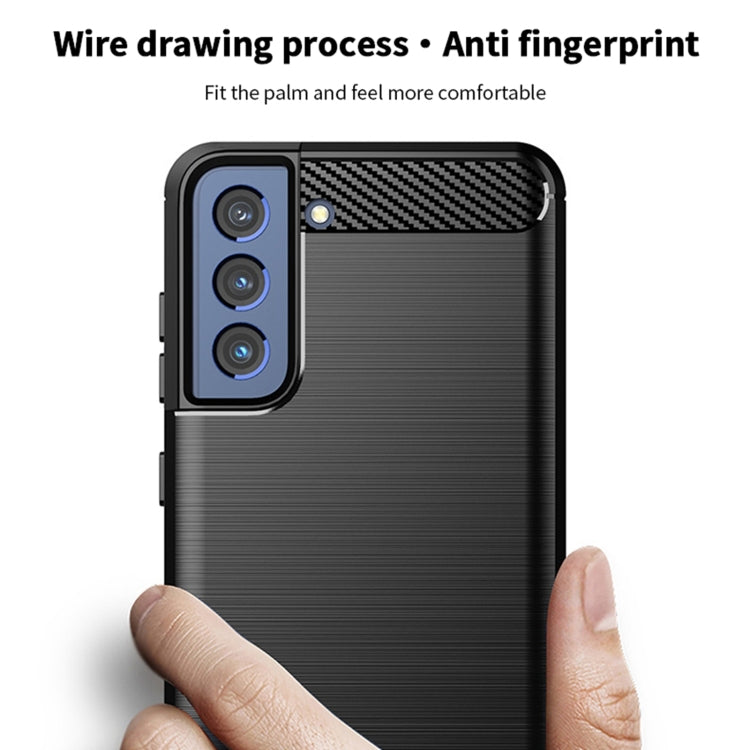 For Samsung Galaxy S21 FE MOFI Gentleness Series Brushed Texture Carbon Fiber Soft TPU Case(Gray)