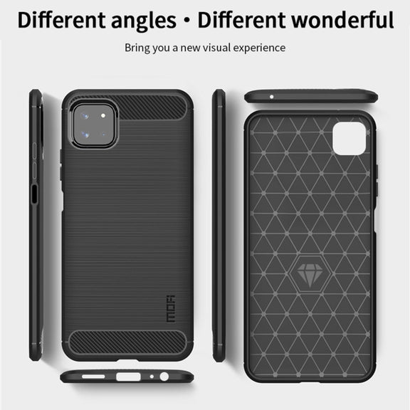 For Samsung Galaxy A22 5G MOFI Gentleness Series Brushed Texture Carbon Fiber Soft TPU Case(Black)