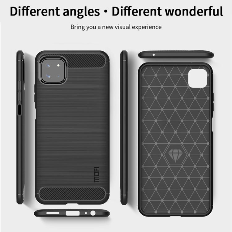 For Samsung Galaxy A22 5G MOFI Gentleness Series Brushed Texture Carbon Fiber Soft TPU Case(Black)