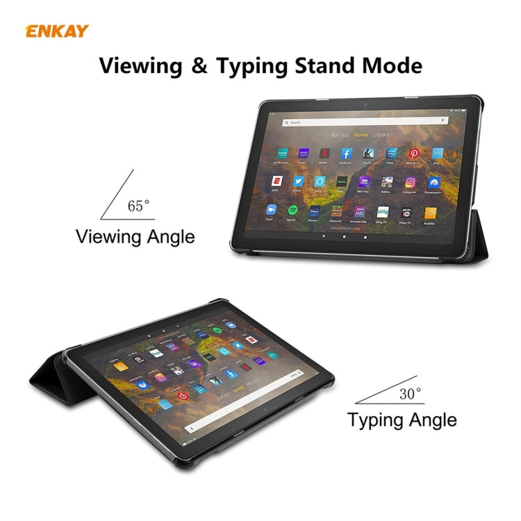 ENKAY PU Leather + Plastic Smart Case with Three-folding Holder for Amazon Fire HD 10 / 10 Plus (2021)(Black) - free shipping - PMC TechLife - Order now!