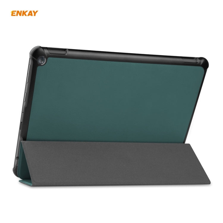 ENKAY PU Leather + Plastic Smart Case with Three-folding Holder for Amazon Fire HD 10 / 10 Plus (2021)(Green) - free shipping - PMC TechLife - Order now!
