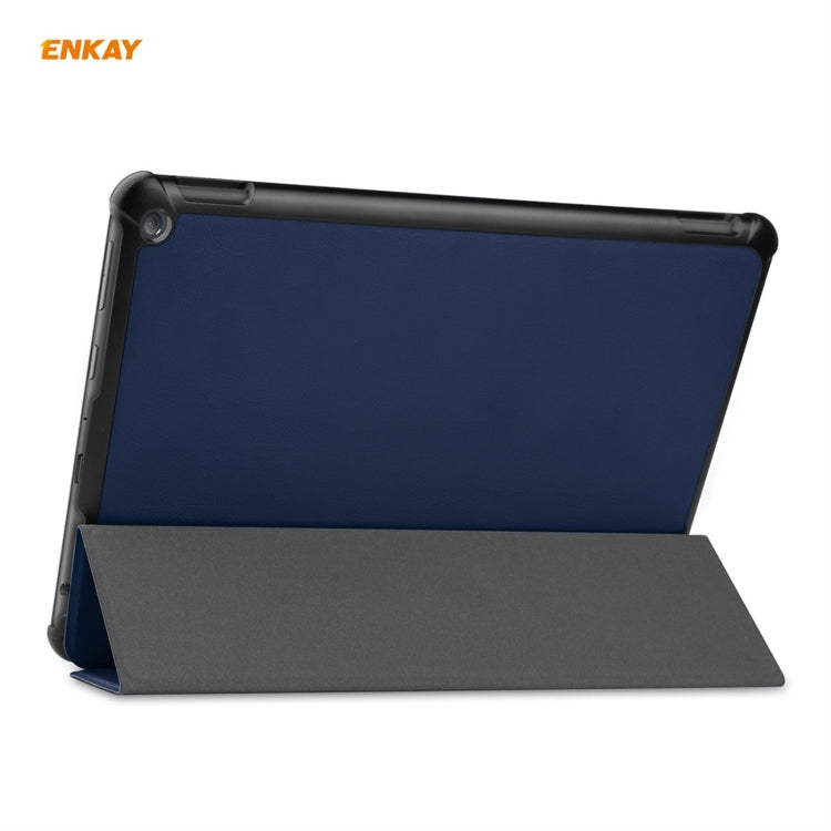 ENKAY PU Leather + Plastic Smart Case with Three-folding Holder for Amazon Fire HD 10 / 10 Plus (2021)(Dark Blue) - free shipping - PMC TechLife - Order now!