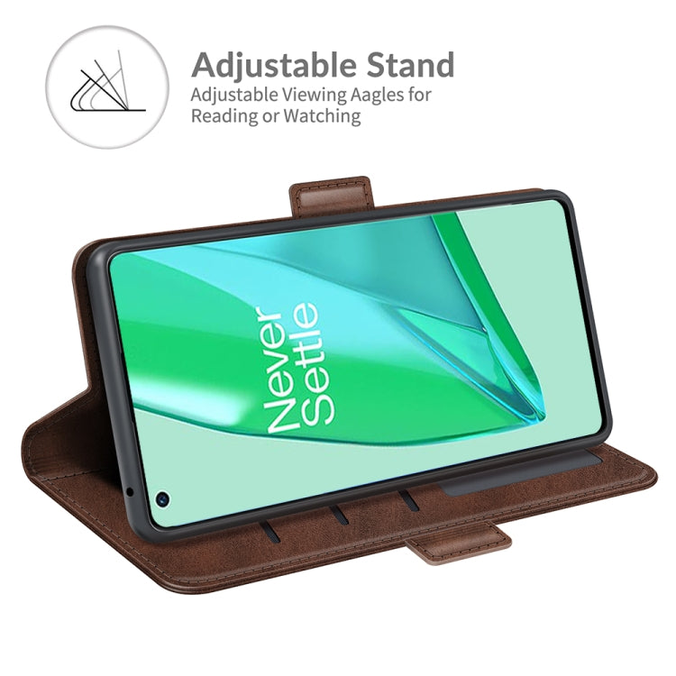 For OnePlus 9 Pro Dual-side Magnetic Buckle Horizontal Flip Leather Case with Holder & Card Slots & Wallet(Brown) - OnePlus Cases by PMC TechLife | Online Shopping South Africa | PMC TechLife