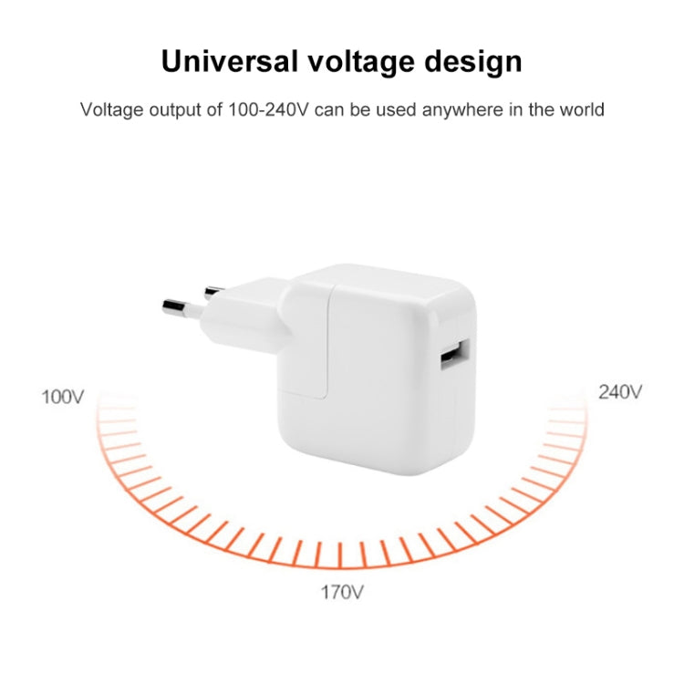 XJ-12W 12W USB Port Travel Charger for iPad Series / iPod Series / iPhone Series , EU Plug