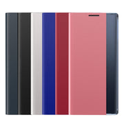 For Samsung Galaxy S21 FE Plain Texture Cloth Attraction Flip Holder Leather Phone Case(Dark Blue)