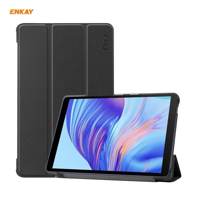 ENKAY PU Leather + Plastic Case with Three-folding Holder for Huawei MatePad T8 / Honor Tablet X7(Black) - free shipping - PMc TechLife - Order now!