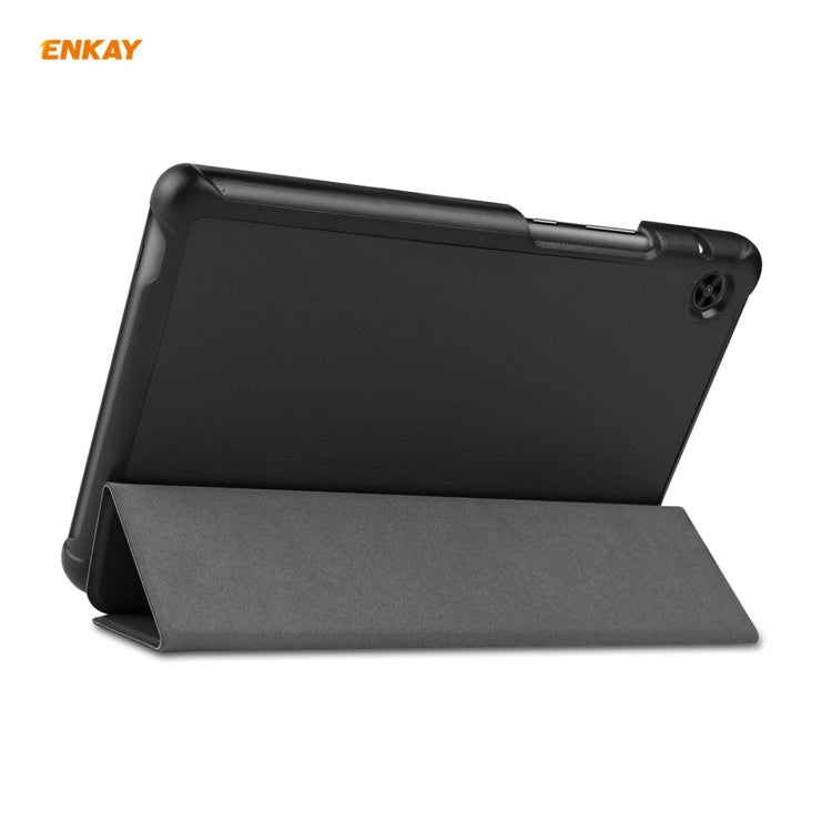 ENKAY PU Leather + Plastic Case with Three-folding Holder for Huawei MatePad T8 / Honor Tablet X7(Black) - free shipping - PMc TechLife - Order now!