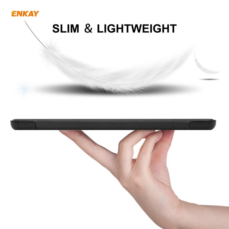 ENKAY PU Leather + Plastic Case with Three-folding Holder for Huawei MatePad T8 / Honor Tablet X7(Black)