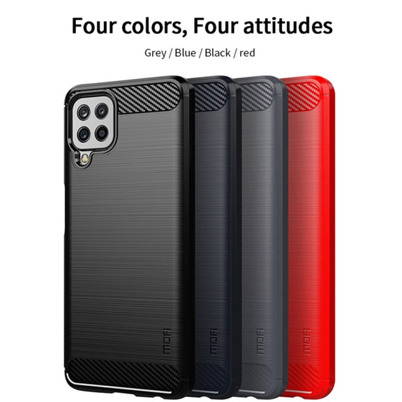 For Samsung Galaxy A22 4G MOFI Gentleness Series Brushed Texture Carbon Fiber Soft TPU Case(Red)
