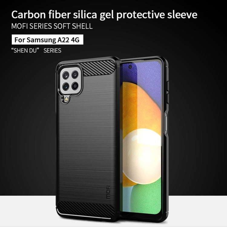 For Samsung Galaxy A22 4G MOFI Gentleness Series Brushed Texture Carbon Fiber Soft TPU Case(Red)