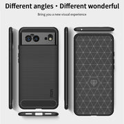 For Google Pixel 6 MOFI Gentleness Series Brushed Texture Carbon Fiber Soft TPU Case(Blue)