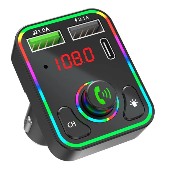 F3 Car FM Transmitter LED Backlight Receiver MP3 Player 3.1A USB Charger Dual USB Charger