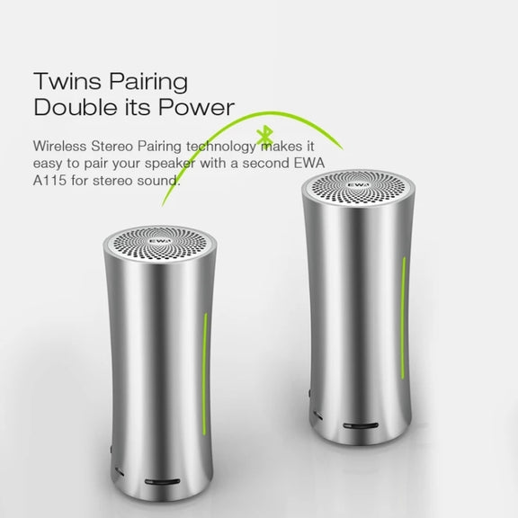EWA A115 Portable Metal Bluetooth Speaker 105H Power Hifi Stereo Outdoor Subwoofer(Gray)