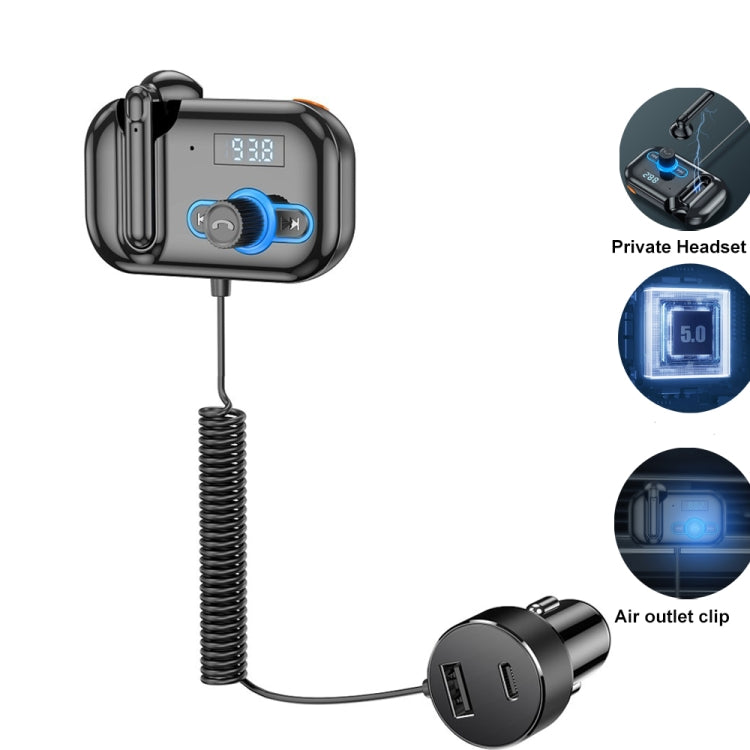 T2 FM Transmitter Hands-free Headphone Kit Headphone MP3 Player Private Call USB PD Quick Charge Audio Receiver - Bluetooth Car Kits by PMC TechLife | Online Shopping South Africa | PMC TechLife | Buy Now Pay Later Mobicred