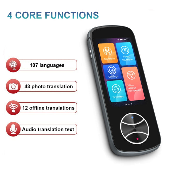 V10 3.0 inch Touch Screen Smart Translator 107 Languages with Offline Translation / Photo Translation(Gray)